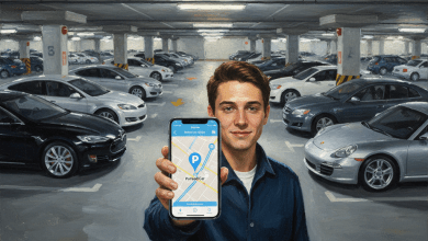 蘋果用戶可以在車內使用 CarPlay、藍牙或 USB 連接，斷開手機，地圖應用程式就會在車輛停放位置顯示一個標記。（圖／AI生成）