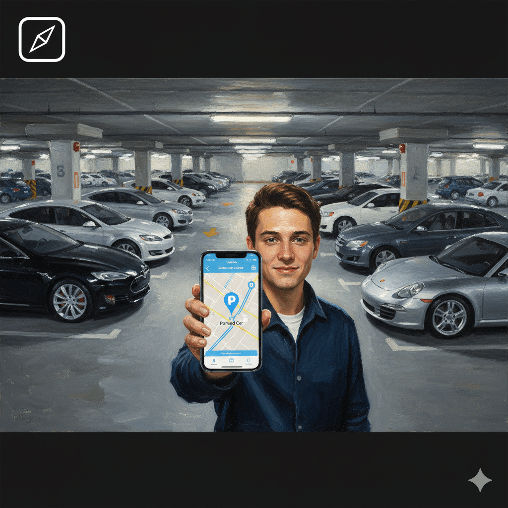 下車即定位!iPhone「這招」輕鬆找到停車車位 再也不怕找嘸愛車 1 蘋果用戶可以在車內使用 CarPlay、藍牙或 USB 連接,斷開手機,地圖應用程式就會在車輛停放位置顯示一個標記。(圖/AI生成)