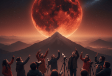 全球天文愛好者將迎來一場壯觀的天文奇觀—月全食。（圖／AI生成）