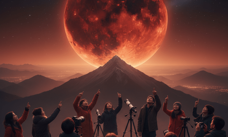 全球天文愛好者將迎來一場壯觀的天文奇觀—月全食。（圖／AI生成）