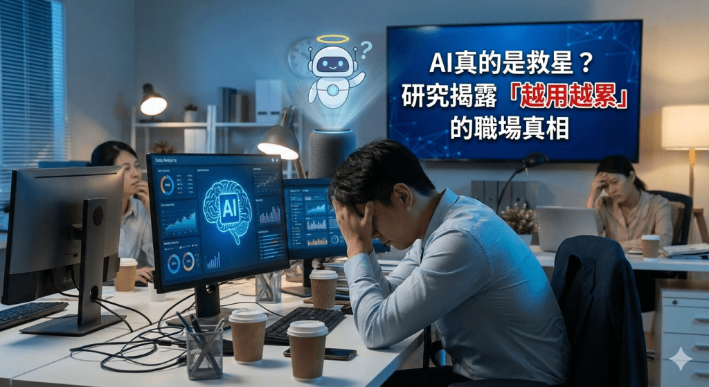 AI可能讓工作變得更忙、更累，甚至悄悄改變你的工作節奏。（圖／AI生成）