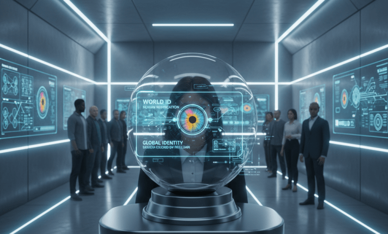 World/Worldcoin正試圖打造號稱「通用人類證明（universalproofofhuman）」的全球身份驗證系統。（圖／AI生成）