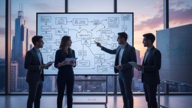 Whiteboarding（白板討論）。這詞聽起來專業，其實說白了，就是「拿起筆，直接在白板上邊畫邊跟人討論」的過程。（圖／AI生成）