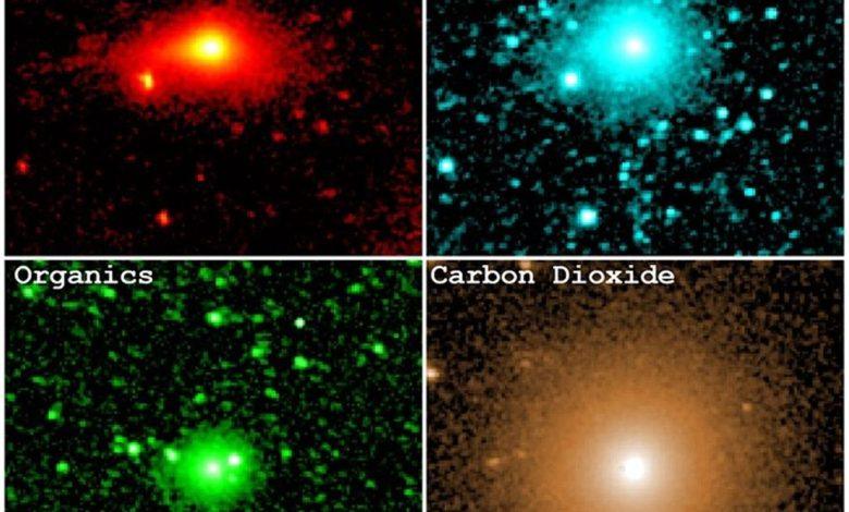NASA的SPHEREx在 2025年12月的觀測活動中捕捉到紅外線資料，顯示彗星 3I/ATLAS 的彗髮中存在塵埃、水、有機分子以及二氧化碳。（圖／取自NASA/JPL-Caltech）