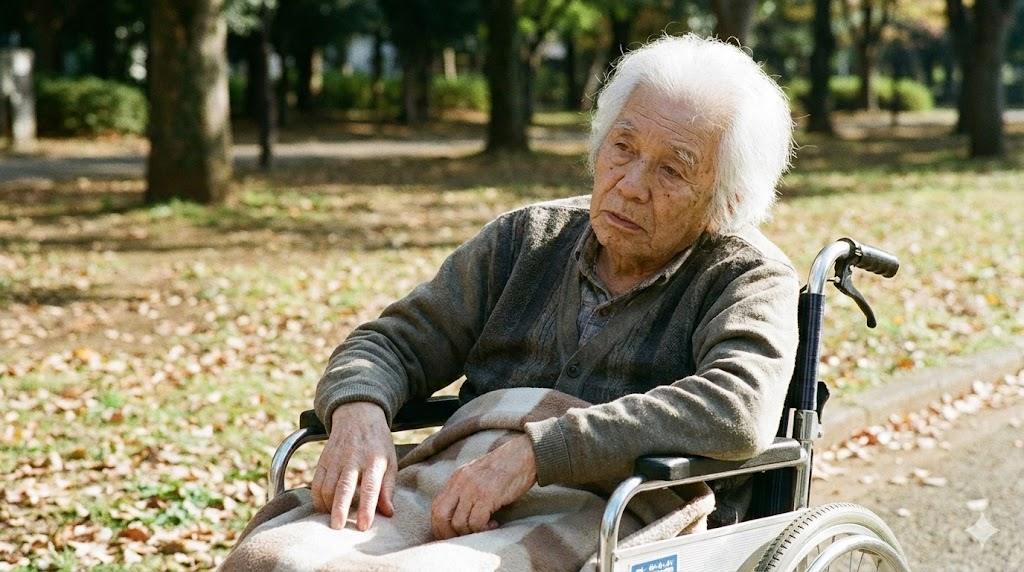 阿茲海默症老人家坐輪椅。（圖／AI生成）