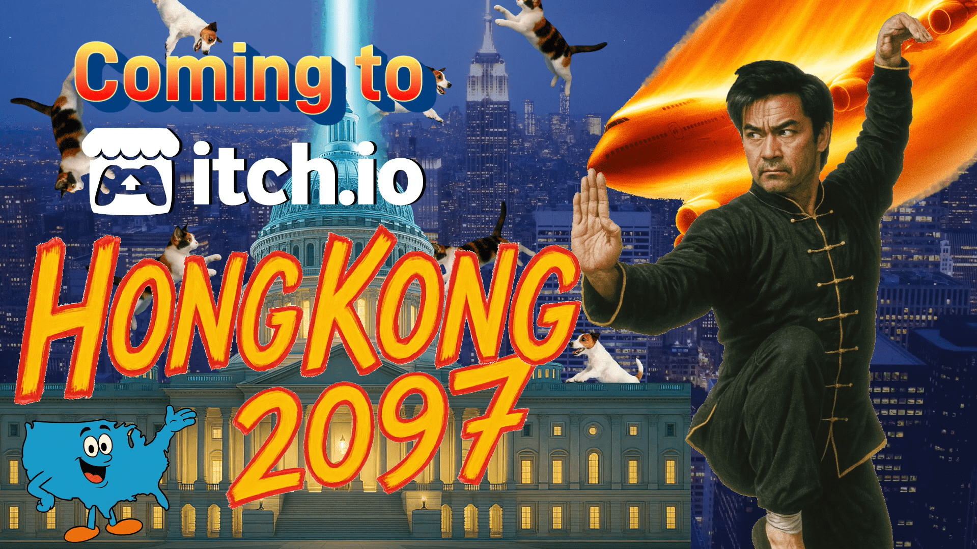 史上最爛的遊戲終於要推出官方續作了！金恩強勢回歸，比以往任何時候都更強大。在虛構的阿穆里卡國殺出一條血路，完成上帝親自賦予你的使命：消滅所有人口，建立烏托邦。（圖／擷取自KaniPro Games YT）