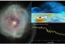 藝術家描繪的超大質量黑洞在星暴合併星系中心活躍的場景。（圖／JAXA）