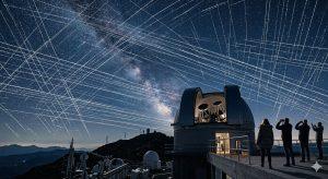 一百萬衛星將淹沒夜空!天文學家警告全球星空危機 1 全球天文觀測者與夜空愛好者警告,未來我們看到的夜空可能將被人造衛星淹沒。(圖/AI生成)