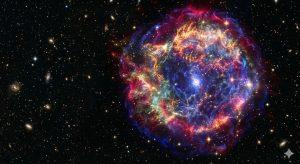 劇烈爆炸的超新星瞬間比整個銀河還亮。（圖／AI生成）