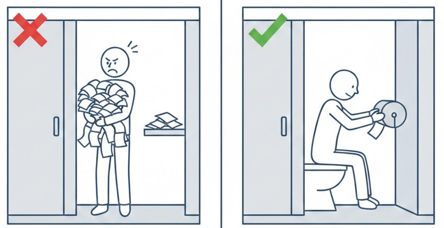 精選 1 廁所配置的工程優化對比:從資訊不透明導致的過度抽取,轉向精準供需的系統化管理(圖/郭啟全提供)