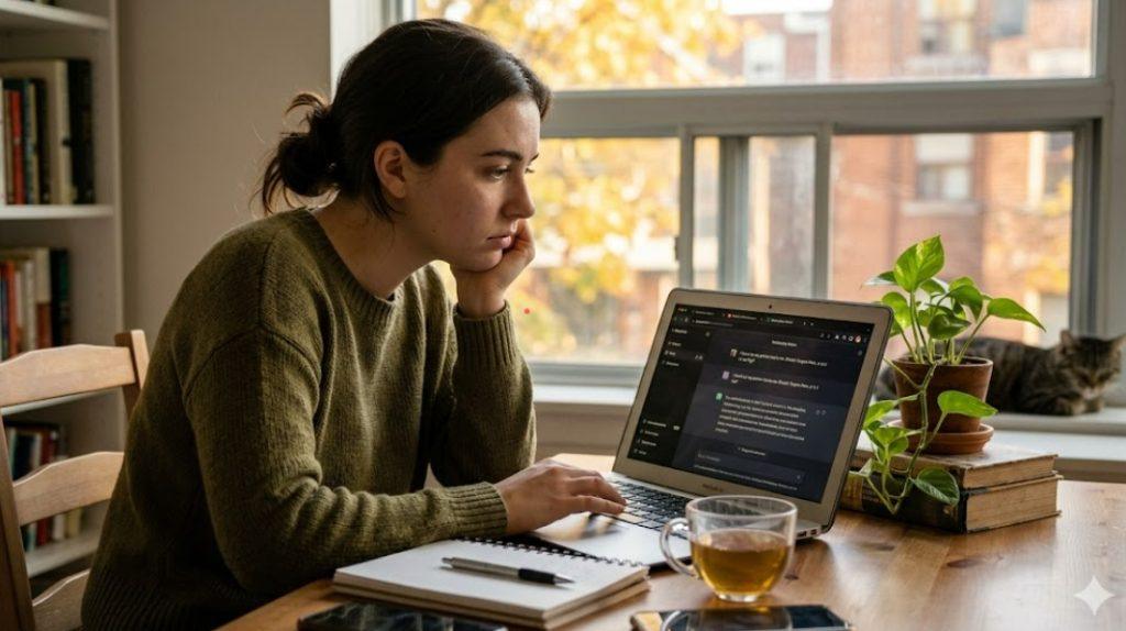 想聽好話才找AI?史丹佛教授證實:只跟AI聊天 會讓你變得更自私 1 青少年問AI情感問題(圖/AI生成)