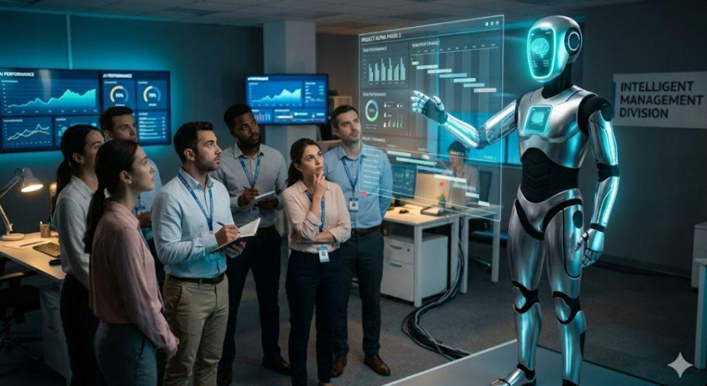 高興嗎?你的下一位主管可能是AI!最新民調15%的人寧願老闆是機器人 1 機器人老闆(圖/AI生成)