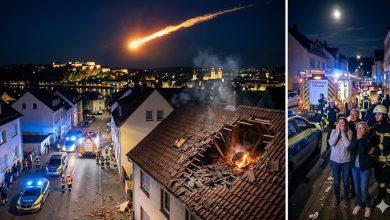 天外來客砸屋！德國科布倫茲隕石火球震撼夜空。（圖／AI生成）