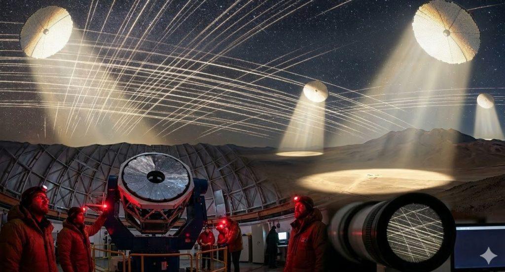 埃隆•馬斯克（Elon Musk）的SpaceX與Reflect Orbital的太空計畫恐改變人類夜空的自然景觀。（圖／AI生成）