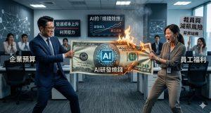 AI不再只是科技新聞，而是一個直接衝擊薪水與福利的現實威脅。（圖／AI生成）