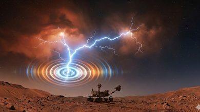 NASA首次在火星上捕捉到類似閃電的電磁訊號。（圖／AI生成）