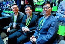 高雄市長陳其邁與鴻海集團董事長劉揚偉於NVIDIA GTC會場中熱烈交流。（圖／高雄市政府提供）
