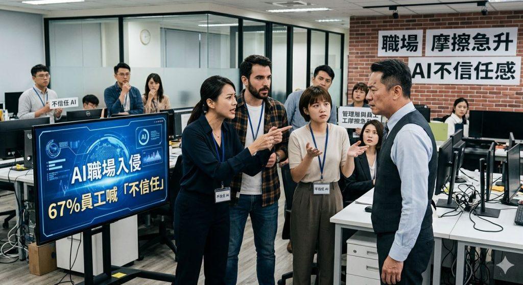 高達67%的員工認為AI正在加劇管理層與員工之間的摩擦與不信任。（圖／AI生成）