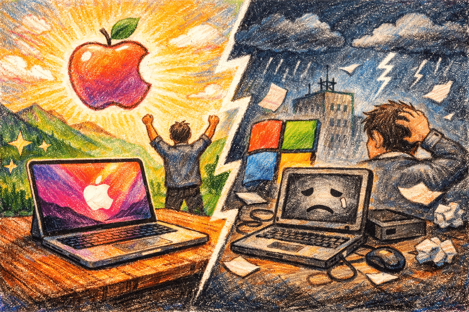 前Windows負責人史蒂文·西諾夫斯基，和許多人一樣，他一直都是用USB-C線為MacBook Air充電的，缺少 HDMI 介面也是個問題。（圖／AI生成）