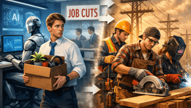 白領失業潮來襲!美國青年湧向「AI防護」技職產業 水電工薪資反而更優 5 美國年輕工作者逃離可能被AI取代的辦公室職位,轉而投身電力、木工等產業。(圖/AI生成)