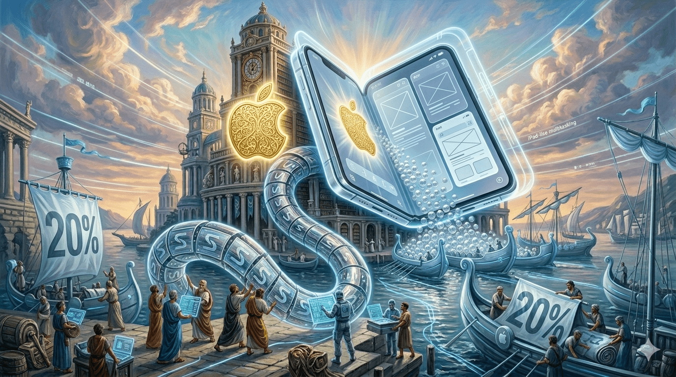 根據韓國媒體《The Bell》報道，蘋果計劃將 iPhone Fold 的年出貨量控制在iPhone 當年銷量的5% 以下。作為參考，蘋果 在 2025 年的iPhone 出貨量為 2.47 億部，表示預計 iPhone Fold 的年銷量將低於 1,200 萬部。（圖／AI生成）