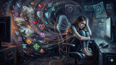 經研究指出，角色扮演遊戲（RPG）玩家最容易罹患遊戲後憂鬱，遊戲成癮程度越高，憂鬱症狀越嚴重，幸福感越低。（圖／AI生成）