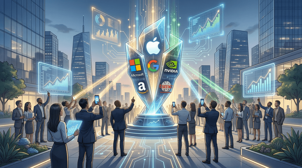 2026年全球品牌價值報告出爐，蘋果蟬聯第一，微軟、Google緊追，台積電也榜上有名。（圖／AI生成）