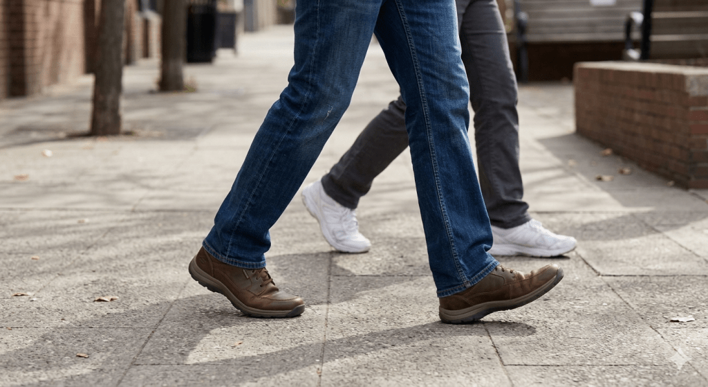 最新研究透露沒那麼簡單，科學家發現，人類的走路姿勢其實是一組「心情密碼」，即便不看臉，光看走路時手腳擺動的幅度，也能研判出心境。（圖／AI生成）