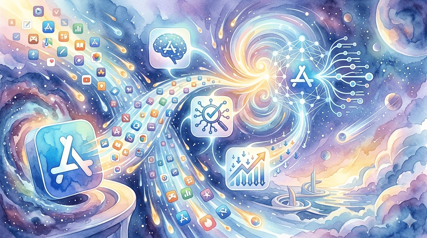 看到根據 LLM 增強模型排名的搜尋結果的用戶，下載至少一個應用程式的頻率比看到根據傳統排名模型呈現的結果的用戶高 0.24%。考慮到預計到2025年應用程式下載總量將達到約380億次，這一增長就顯得意義重大。（圖／AI生成）