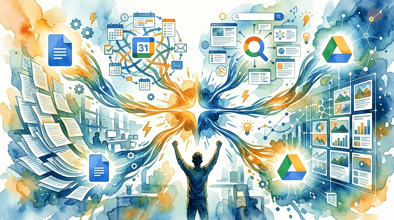 在 Sheets 中投入深度工作時，我不會只說“專注音樂”，我會具體說明。我會說 Gemini：@YouTubeMusic 請播放一些沒有歌詞的低保真節拍，速度嚴格低於 80 BPM，以幫助我集中注意力。能立即打開一個電台，甚至無需離開聊天介面。（圖／AI生成）