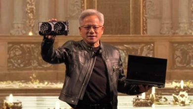 Nvidia CEO Jensen Huang at Computex 2025 holding RTX 5060 and laptop 728x410 1