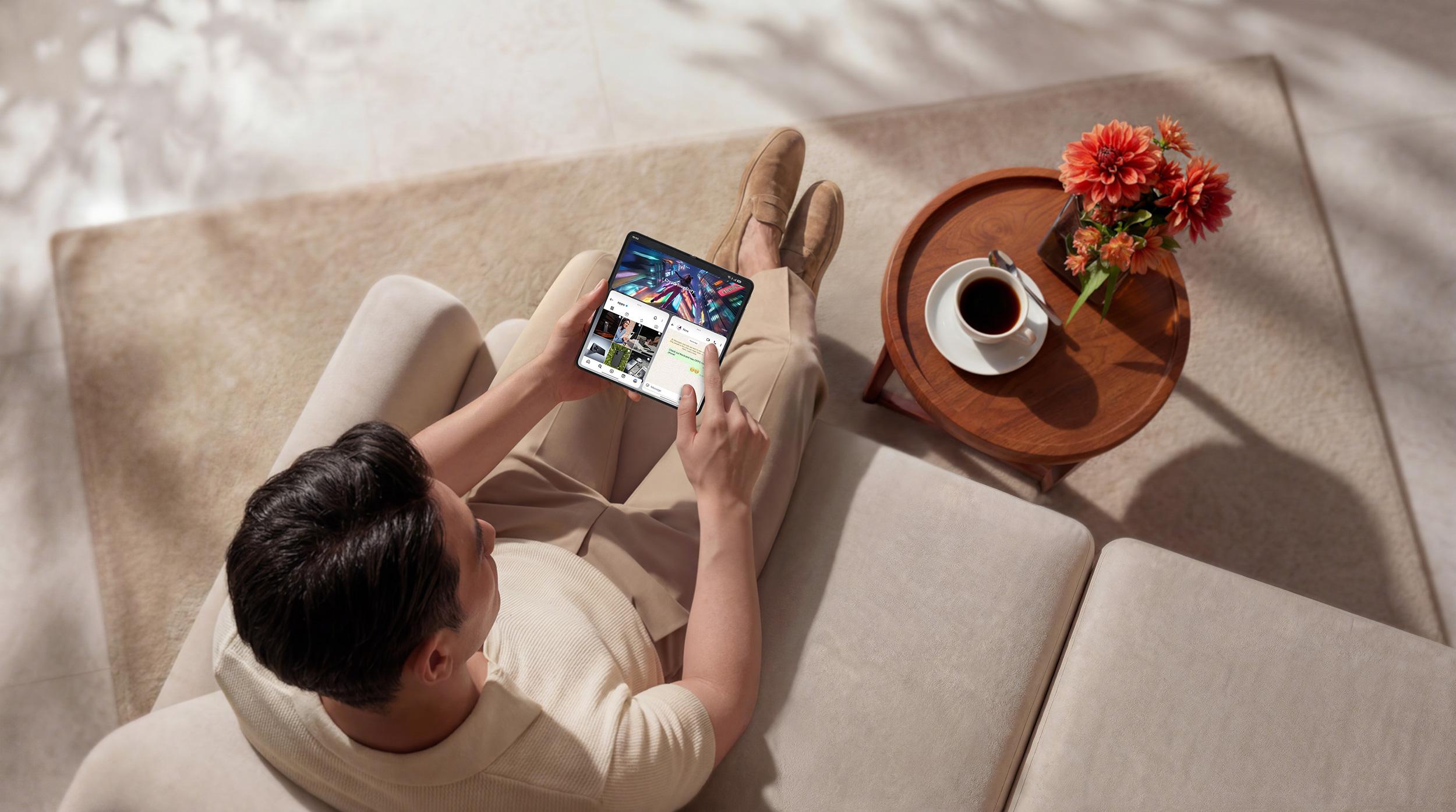 OPPO Find N6全新「自由視窗 」功能，可同時開啟多達四個應用程式，還可自由調整視窗大小與比例，適應各種工作流程。（圖／OPPO提供）