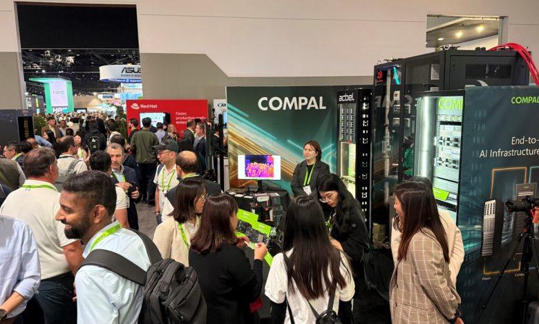 仁寶電腦於NVIDIA輝達 GTC 2026展會中，展示其基於NVIDIA HGX™ Rubin NVL8平台打造的高密度AI伺服器解決方案。（圖／仁寶提供）