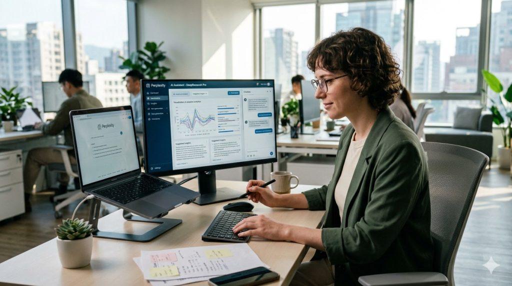 上班族使用AI（圖／AI生成）