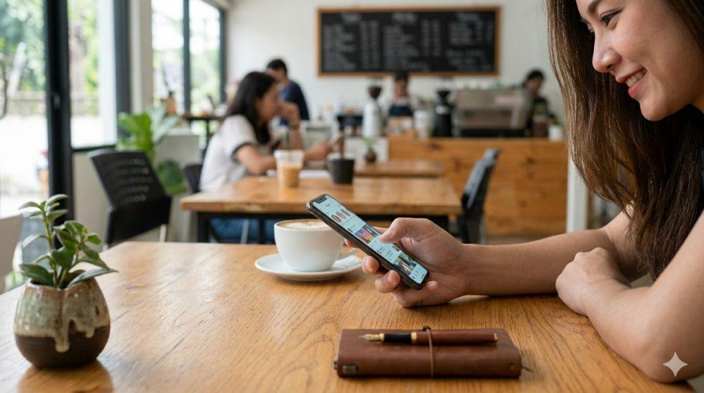 手機滑社群（圖／AI生成）