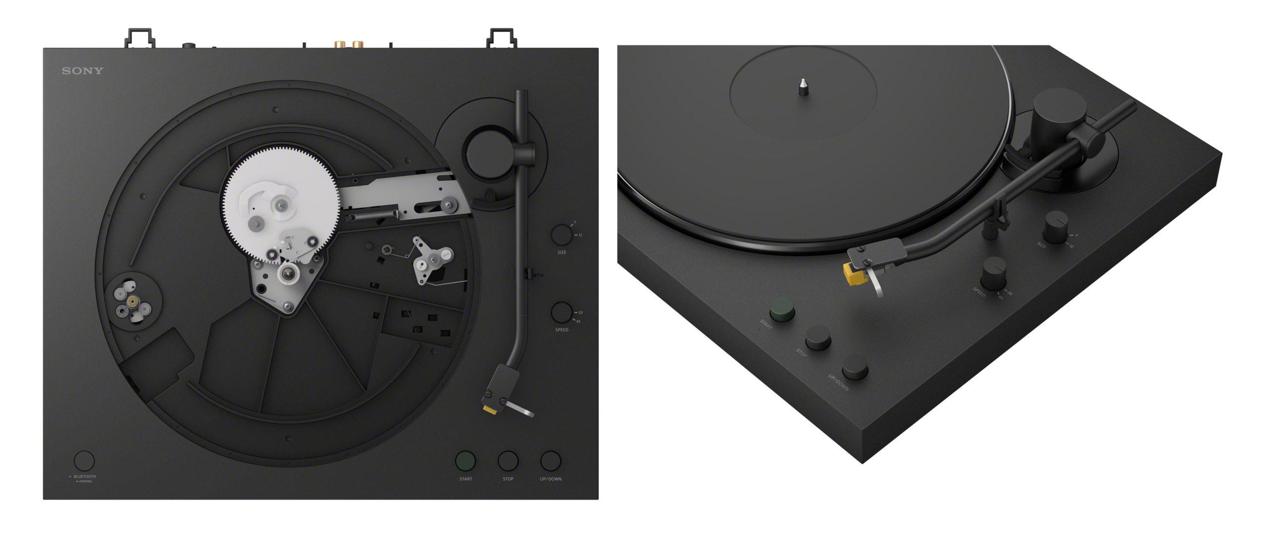 圖為PS-LX5BT。一體成型的機身，搭配精密的樞軸軸承、講究的唱頭和唱頭蓋設計，強化穩定度讓唱針更能精準追蹤唱片刻紋，細膩的傳遞類比訊源獨有音色。（圖／SONY提供）