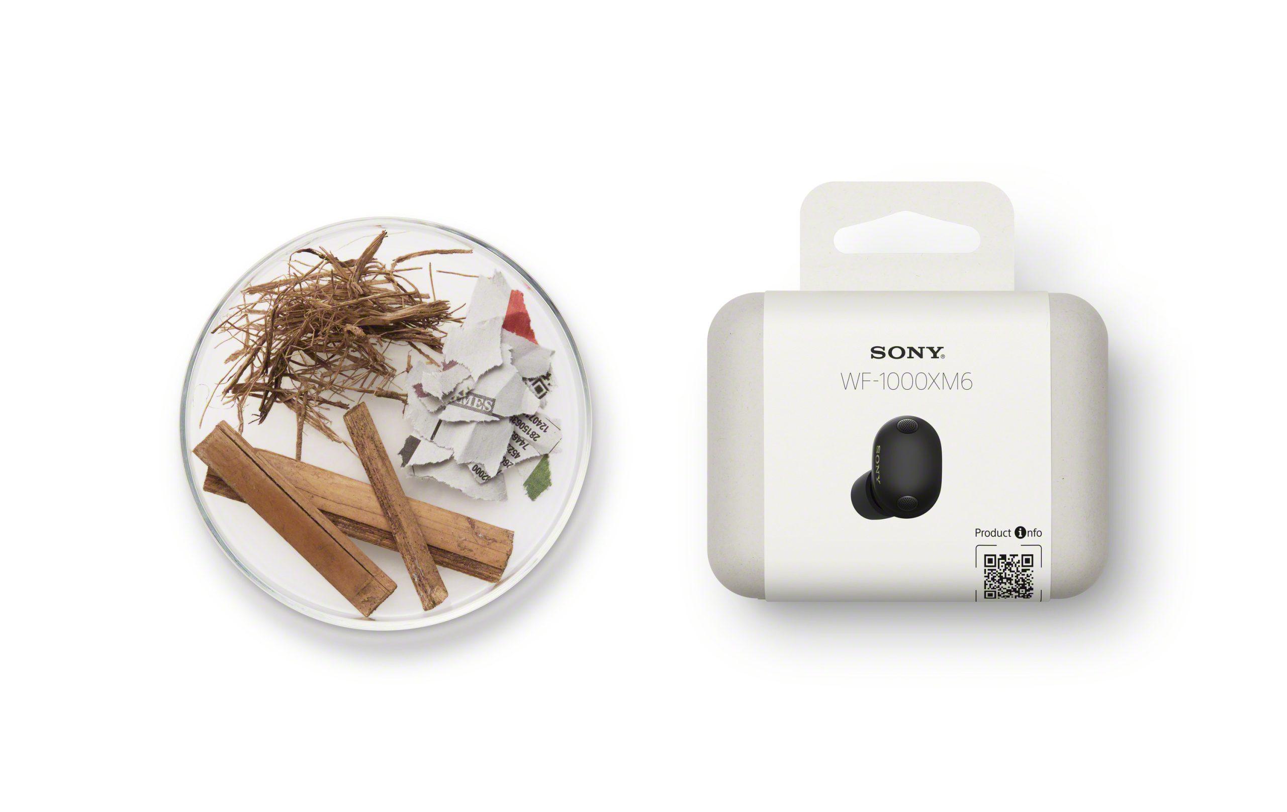 WF-1000XM6採用簡約無塑料包裝, 產品更使用25%再生塑料材質。（圖／SONY提供）