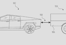 特斯拉專利顯示yber​​truck皮卡拖著一個裝有輔助電池組​​的拖車。（圖／截取自美國專利商標局）