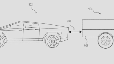 特斯拉專利顯示yber​​truck皮卡拖著一個裝有輔助電池組​​的拖車。（圖／截取自美國專利商標局）