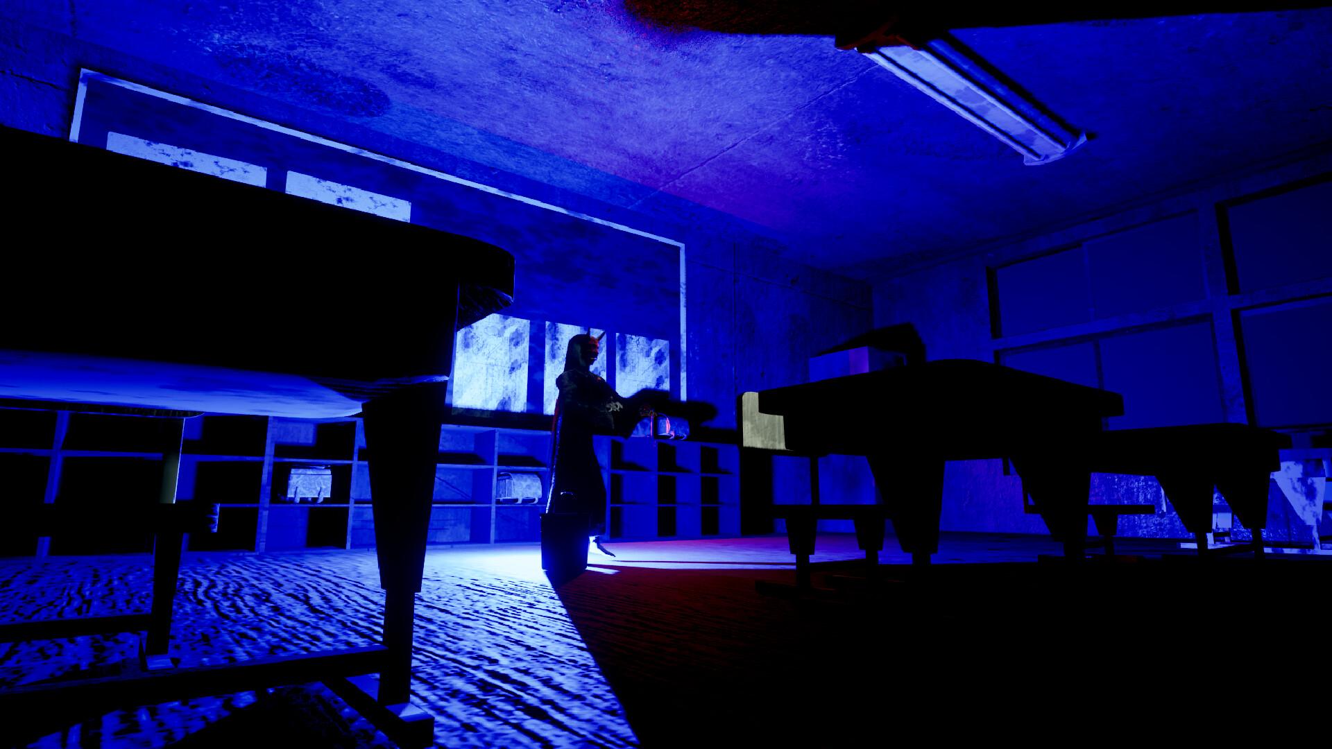 你在深夜的廢棄校園中醒來。變幻莫測的惡夢在走廊徘徊，你唯一的防禦手段便是周遭的世界。若想生存，你必須遵守規則：在惡魔發現你之前，找到正確的顏色並觸碰它。（圖／取自Steam）