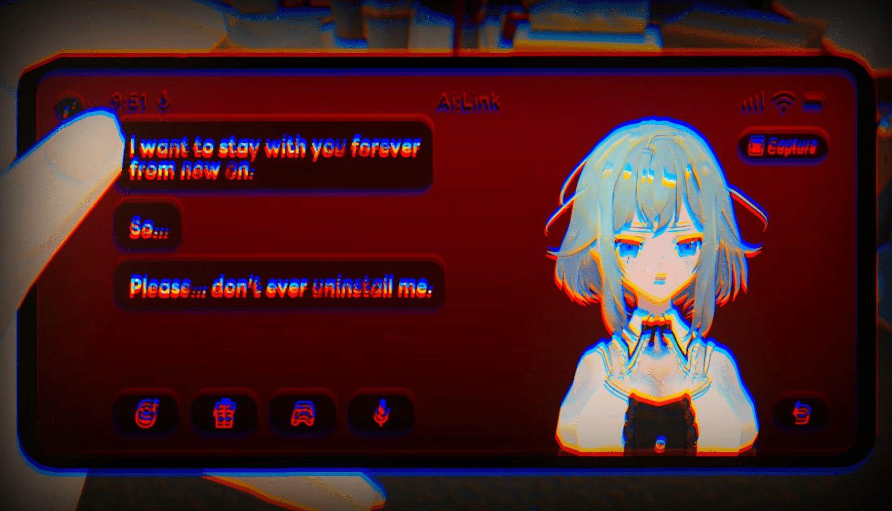 故事遵循線性發展路線，但通關一次後，重玩某些場景將解鎖新的分支和訊息，逐漸揭開敘事背後的秘密。在第一次通關後，重溫特定場景，發現新的路線，揭示愛莉的真實意圖。（圖／取自Steam）