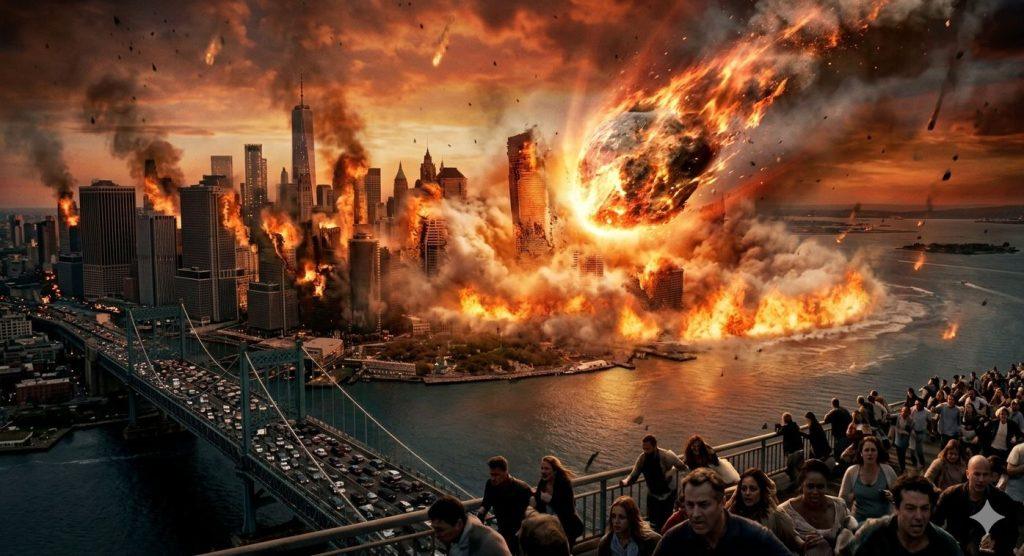 從太空巨石逼近到最後關頭的人性抉擇，小行星災難電影以震撼視覺與末日倒數情境，持續勾勒人類面對毀滅時的恐懼與選擇。（圖／AI生成）