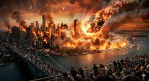 從太空巨石逼近到最後關頭的人性抉擇，小行星災難電影以震撼視覺與末日倒數情境，持續勾勒人類面對毀滅時的恐懼與選擇。（圖／AI生成）