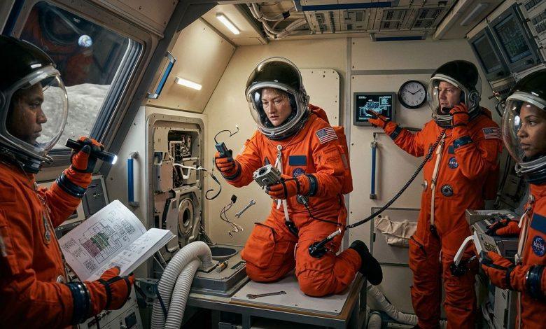 阿提米絲二號執行任務的太空船，其廁所系統一度發生異常。（圖／AI生成）