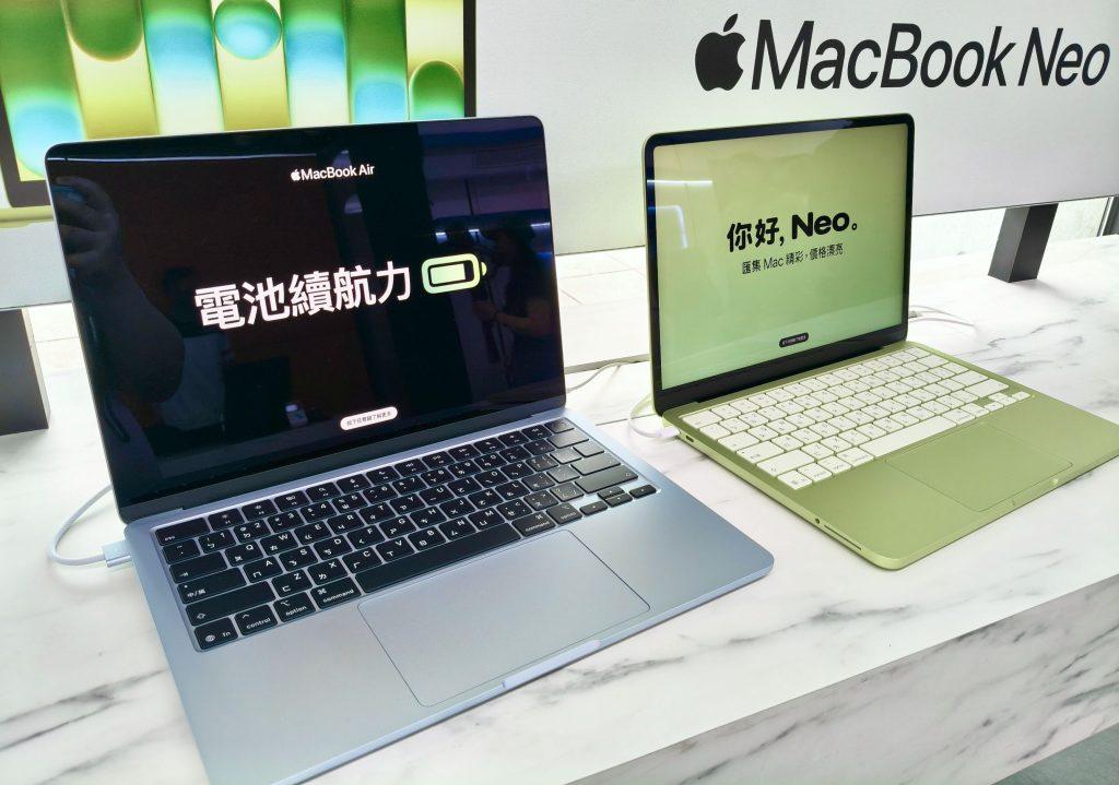 台灣大哥大今（24）日正式開賣Mac機款，全面整合MacBook Neo、搭載 M5 晶片之MacBook Air與 MacBook Pro、以及Mac mini，成為全台首家建構完整Apple生態圈佈局的電信品牌。（圖／記者許若茵攝）