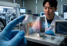 KIST研究團隊近日發表一項新型奈米複合材料，成功開發出一種厚度低於人類頭髮的超薄彈性薄膜，可同時實現電磁波屏蔽與高能輻射防護功能。（圖／AI生成）