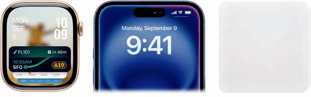 Apple Watch、iPhone 與蘋果拭鏡布的圓角尺寸各不相同。