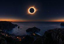 今年8月一場橫跨北極、格陵蘭、冰島到西班牙的日全食即將登場。（圖／AI生成）