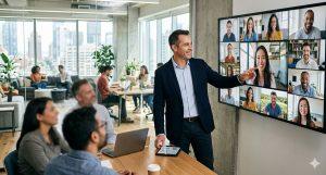 數位化與遠距協作正在改變管理模式，領導力發展不再依賴傳統辦公室場域。（圖／AI生成）