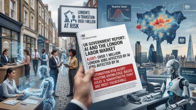 根據評估，倫敦至少有超過100萬個工作職位正面臨「高度或顯著暴露」於AI自動化風險。（圖／AI生成）